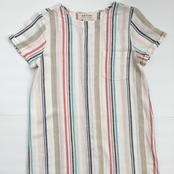 Cloth & Stone Dress Striped Linen Blend Size S - Picture 1 of 8